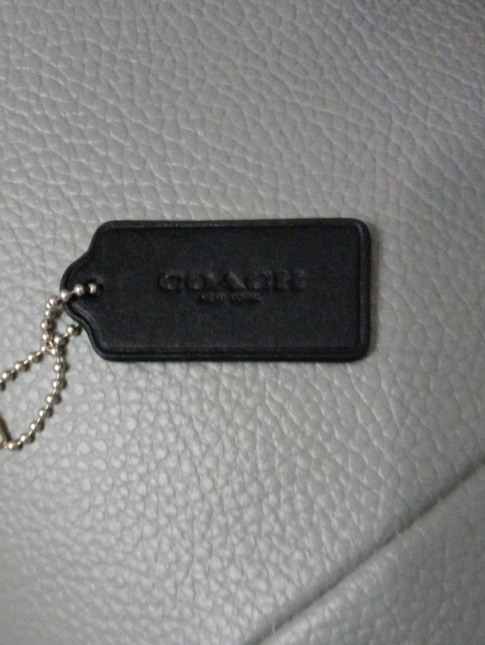 NEW Coach Leather Tag With Silver Chain